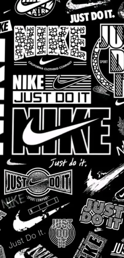 Black and white Nike logos wallpaper design