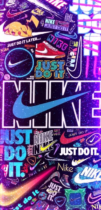 Vibrant Nike collage wallpaper for mobile phones.