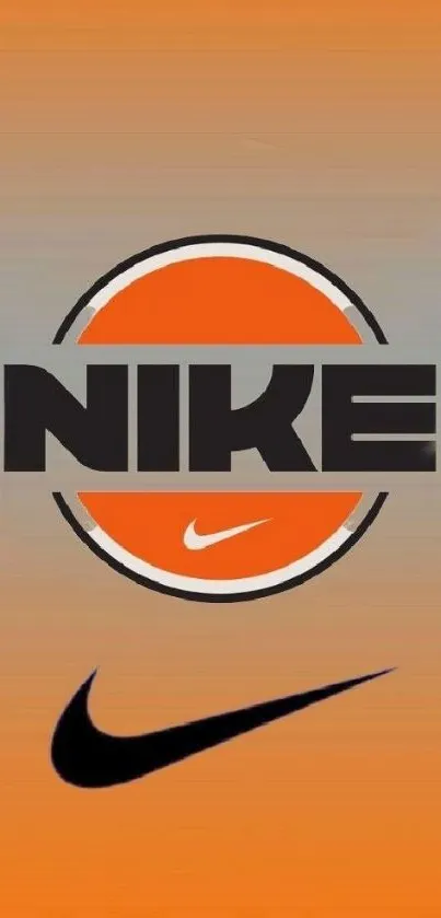 Nike logo with orange gradient background wallpaper.