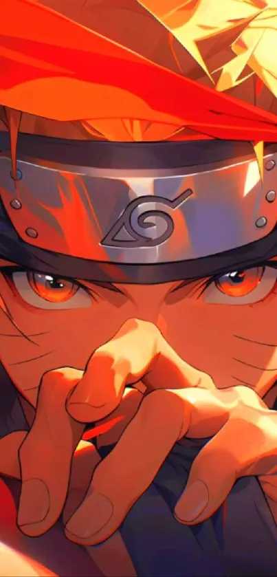 Anime ninja warrior in bright orange art.