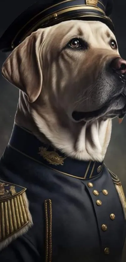 A noble dog wearing a formal uniform, exuding elegance and sophistication.