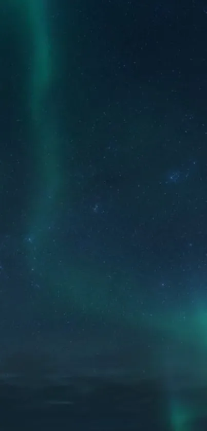 Aurora borealis with stars in the dark blue night sky wallpaper.