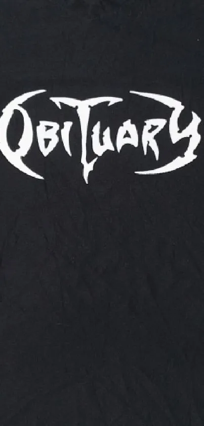 Black wallpaper with Obituary band logo in white text.