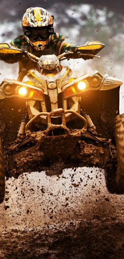 ATV rider jumping over muddy terrain, showcasing thrill and adventure.