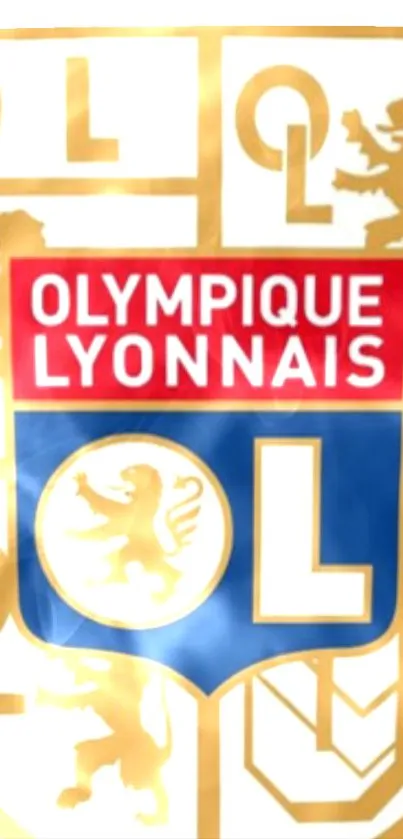 Olympique Lyonnais logo with gold accents and blue highlights.