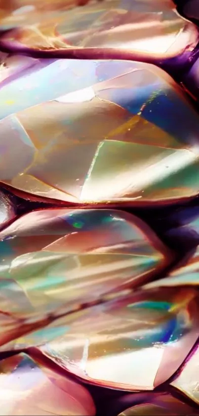 Close-up of opalescent gemstone pattern with vibrant colors.