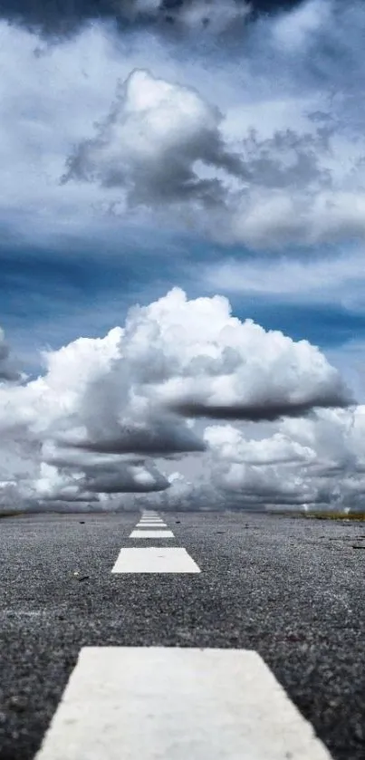 Open road under dramatic cloudy sky.