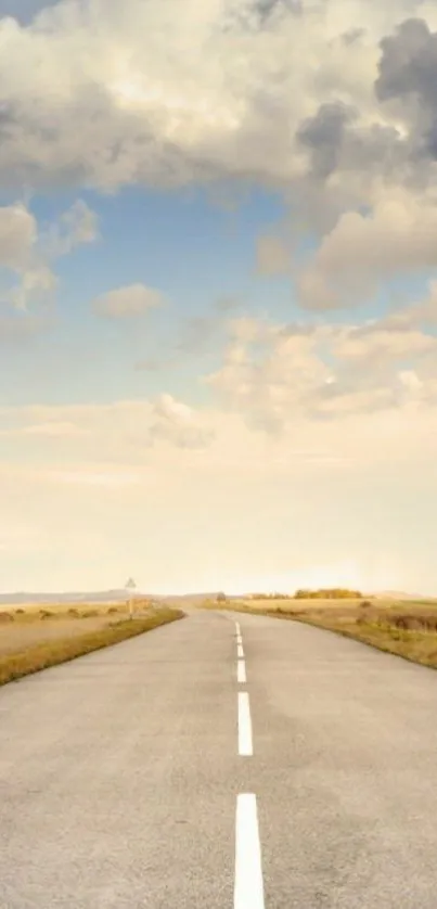 Open road under a vast serene sky, perfect for mobile wallpaper.