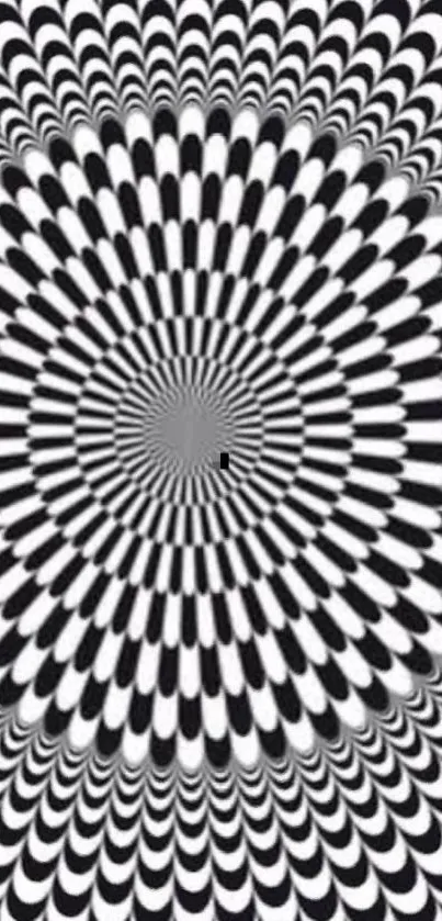 Dynamic black and white optical illusion wallpaper for phones.