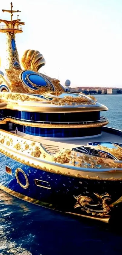 Opulent Golden Yacht Wallpaper - free download