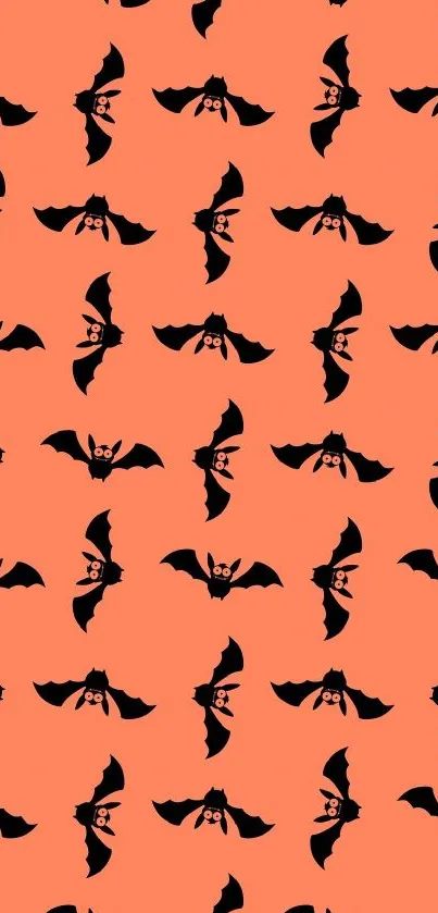 Black bats on an orange background pattern.