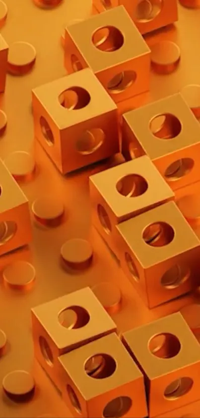 3D orange cubes abstract wallpaper design.