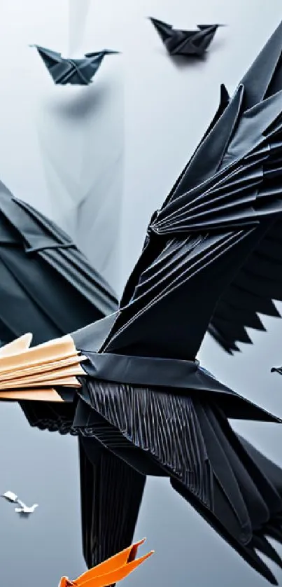 Origami eagle artwork with striking details and contrast.