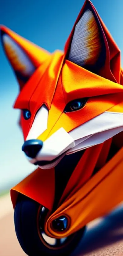 Vibrant origami fox design mobile wallpaper.