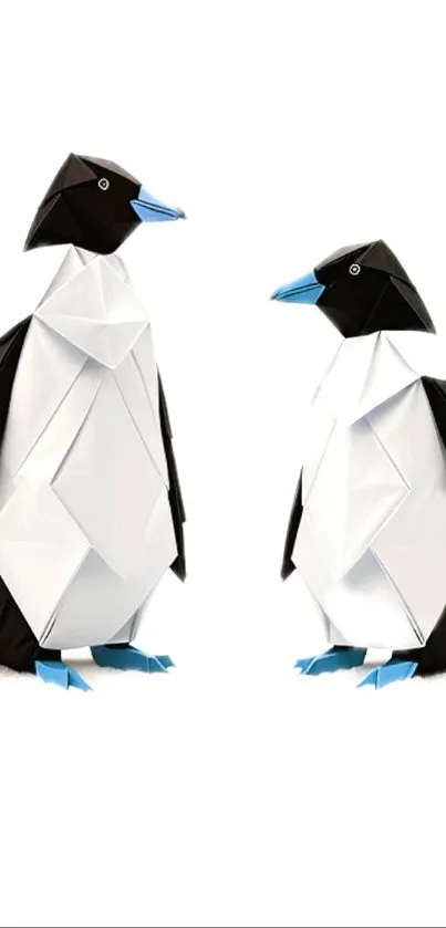 Origami penguins on a white background.