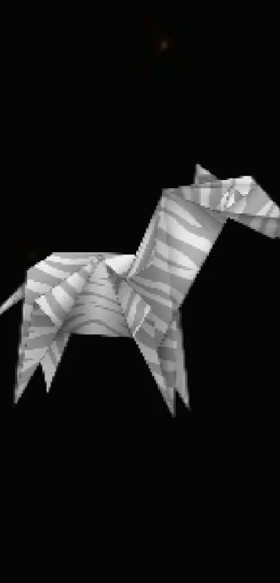 Origami zebra on a black background wallpaper.