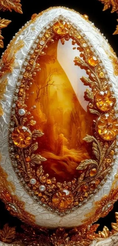 Ornate gemstone-encrusted egg with intricate details.