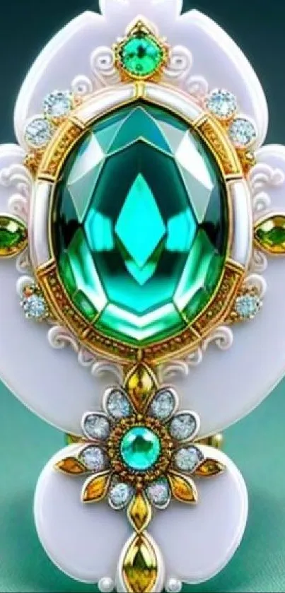 Elegant gemstone with gold details on a decorative background