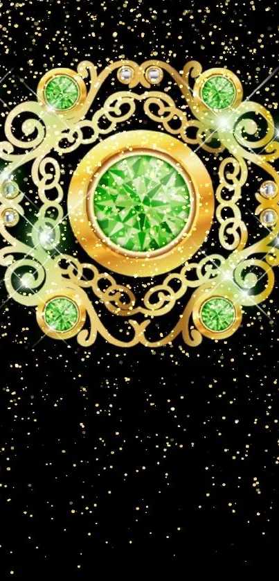 Luxurious gold and emerald ornate mobile wallpaper