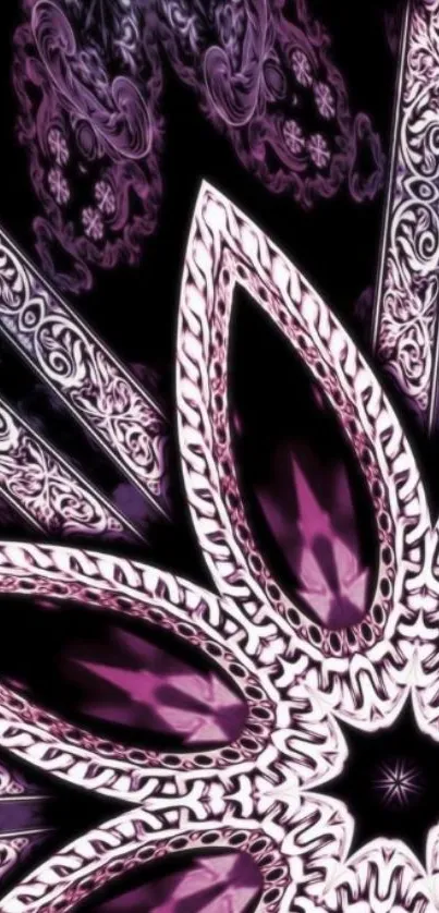 Intricate purple floral wallpaper design for mobile devices.