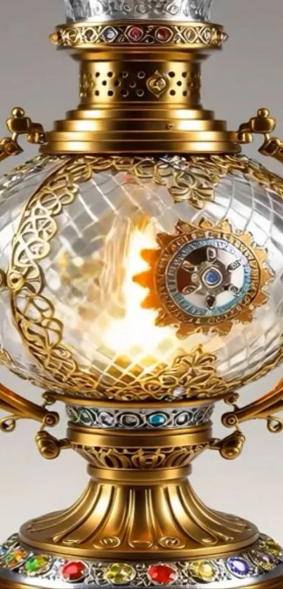 Ornate vintage lantern with glowing light design