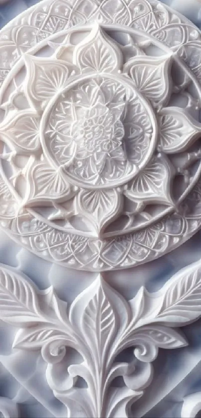 Ornate white floral design with intricate carvings.