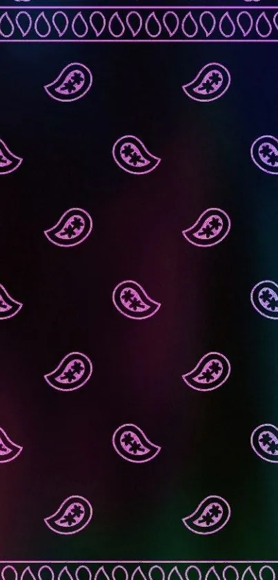 Neon paisley pattern wallpaper with vibrant colors.