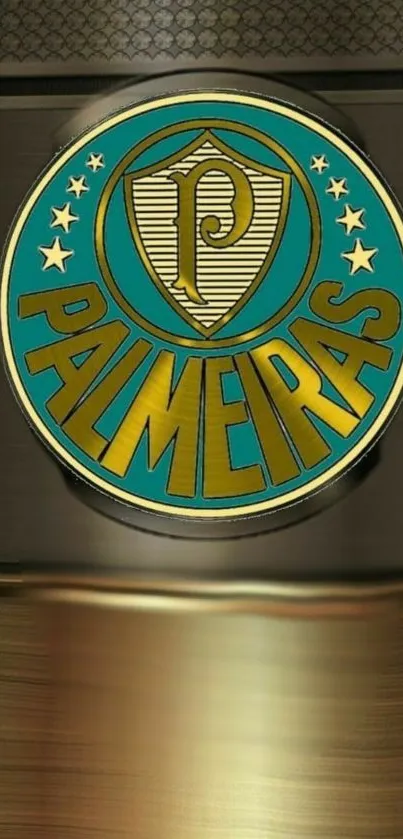 Stylish Palmeiras emblem on metallic background.