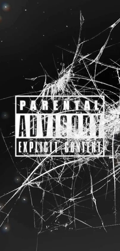 Parental Advisory explicit content label on black wallpaper.