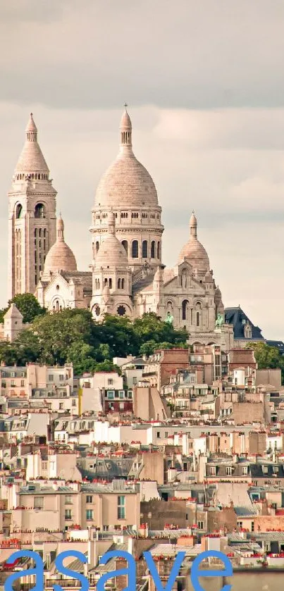 Sacré-Cœur Basilica overlooking Paris rooftops in a picturesque cityscape.