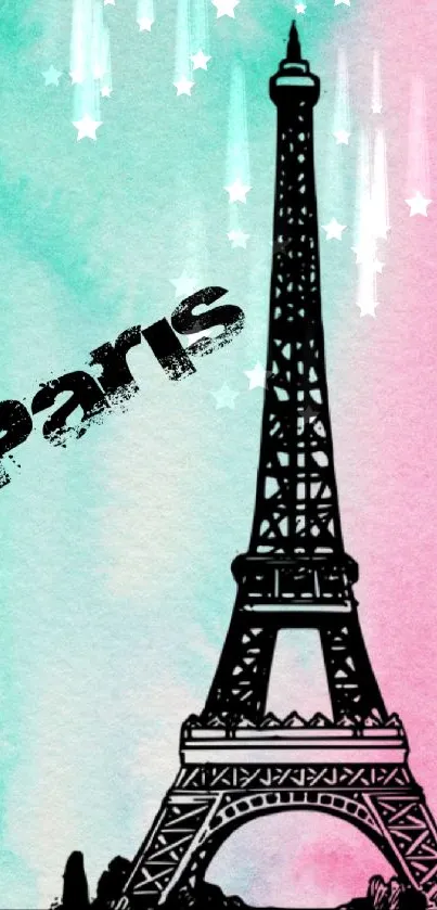 Artistic Eiffel Tower on colorful pastel background wallpaper.