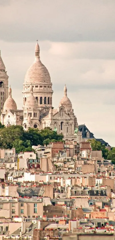 Scenic view of Paris with Sacré-Cœur Basilica.