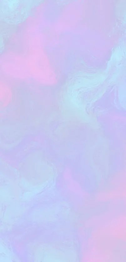 Pastel abstract wallpaper with pink and blue swirls.