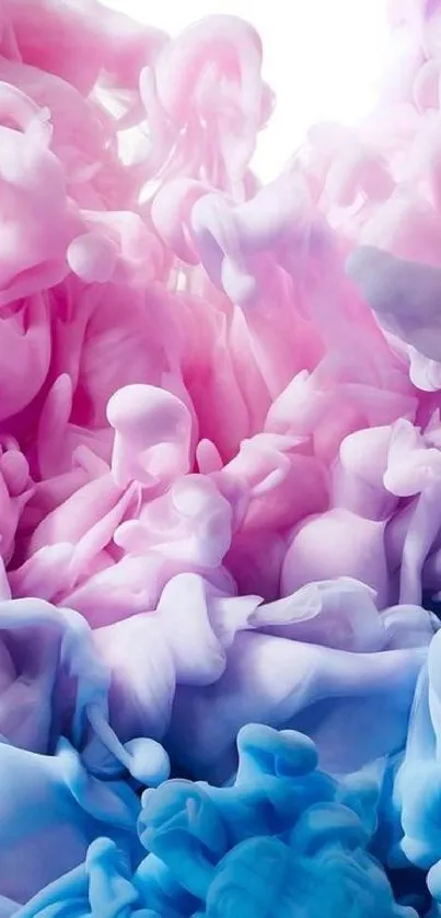 Abstract pastel mobile wallpaper with pink and blue gradient fluid design.