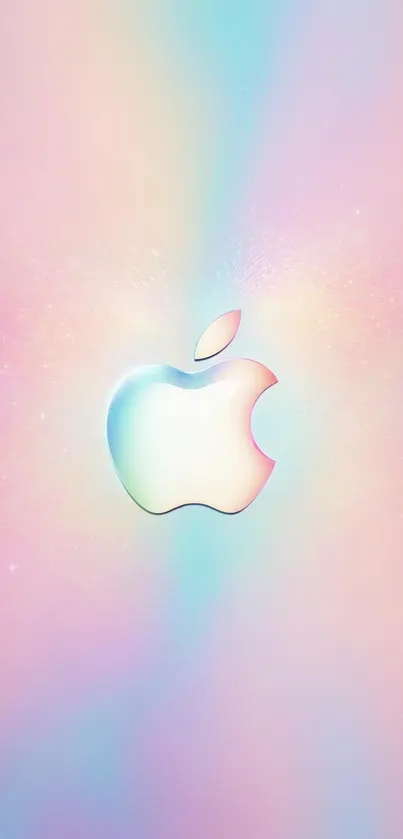 Vibrant Apple logo on a pastel gradient background wallpaper.