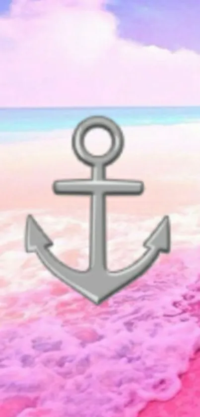 Pastel beach wallpaper with gray anchor.