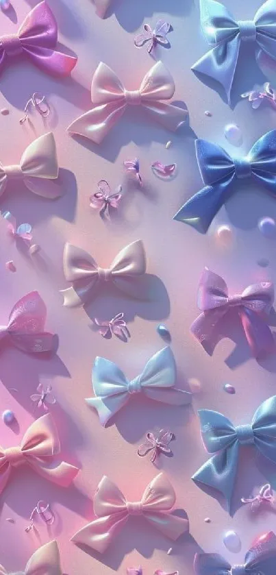 Pastel bows pattern on soft phone wallpaper.