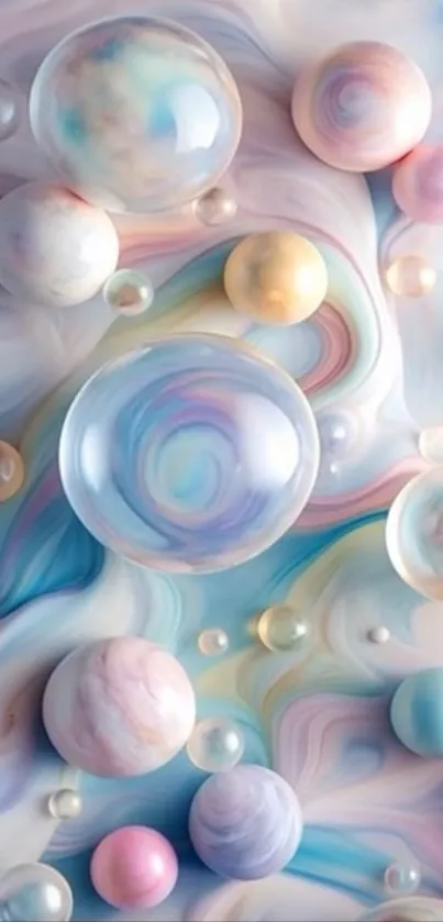 Mobile wallpaper with pastel bubble abstract art.