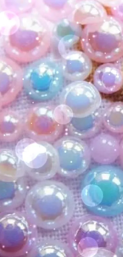 Aesthetic wallpaper with pastel iridescent bubbles in pink, blue, and purple hues.