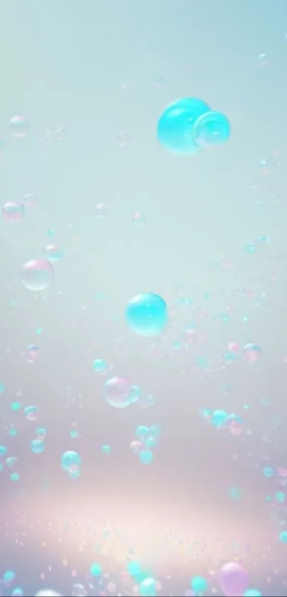 Pastel wallpaper with floating bubbles and soft colors creating a calming effect.