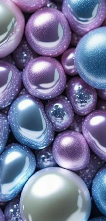 Lavender and pastel shiny bubbles on a calming background.