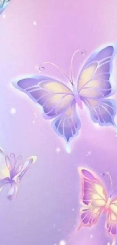 Pastel butterflies on a purple background.