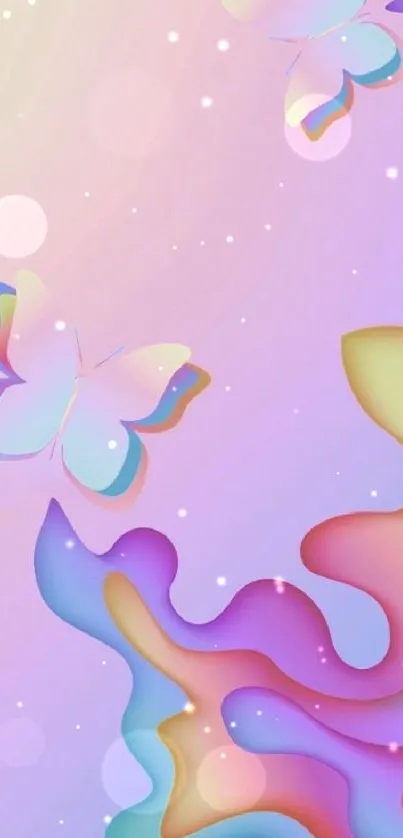 Abstract pastel wallpaper with butterflies.