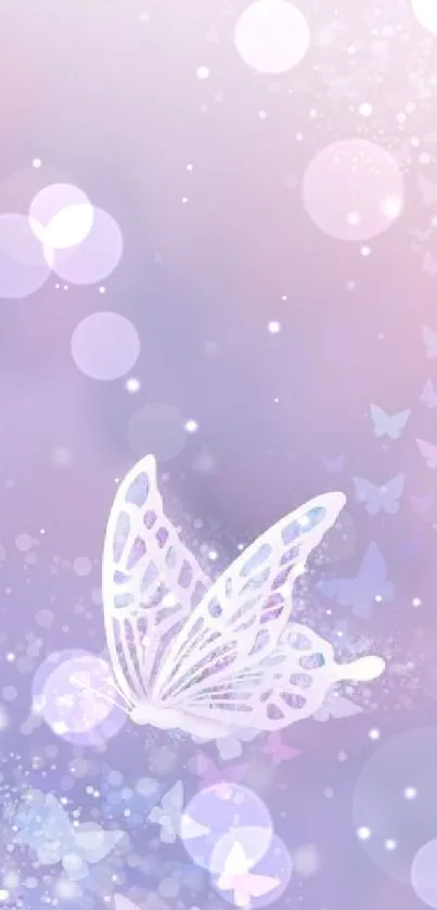 Pastel butterfly against a light purple background with dreamy accents.