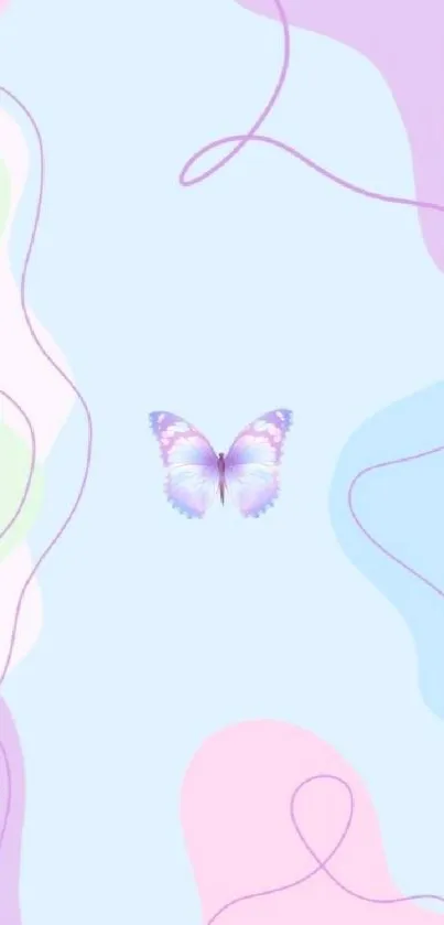 Pastel colored wallpaper with a butterfly in the center.