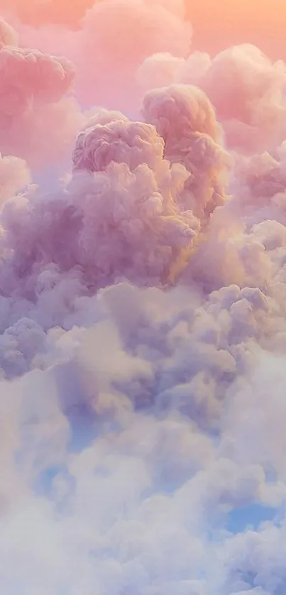 Pastel pink clouds with soft gradients in the sky.