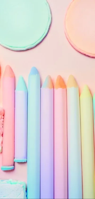 Colorful pastel art supplies on a soft background.