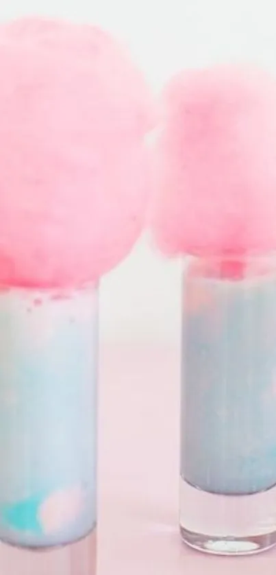 Pink and blue cotton candy drink wallpaper.