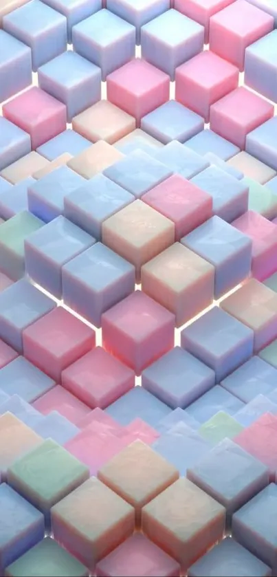 Pastel 3D cube pattern mobile wallpaper