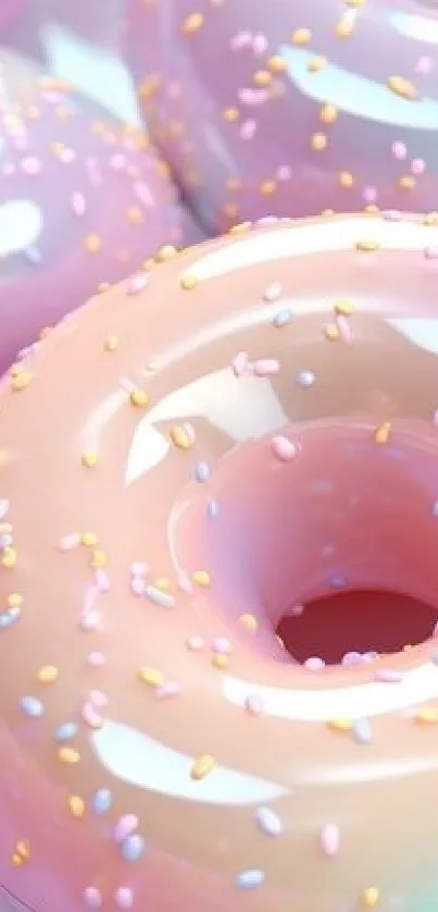 Glossy pastel-colored donuts with sprinkles